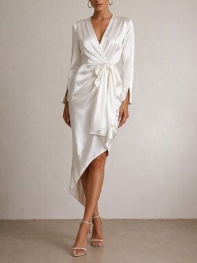 Unttld Dress Satin Decollete Petra Atelier Knotted Wedding